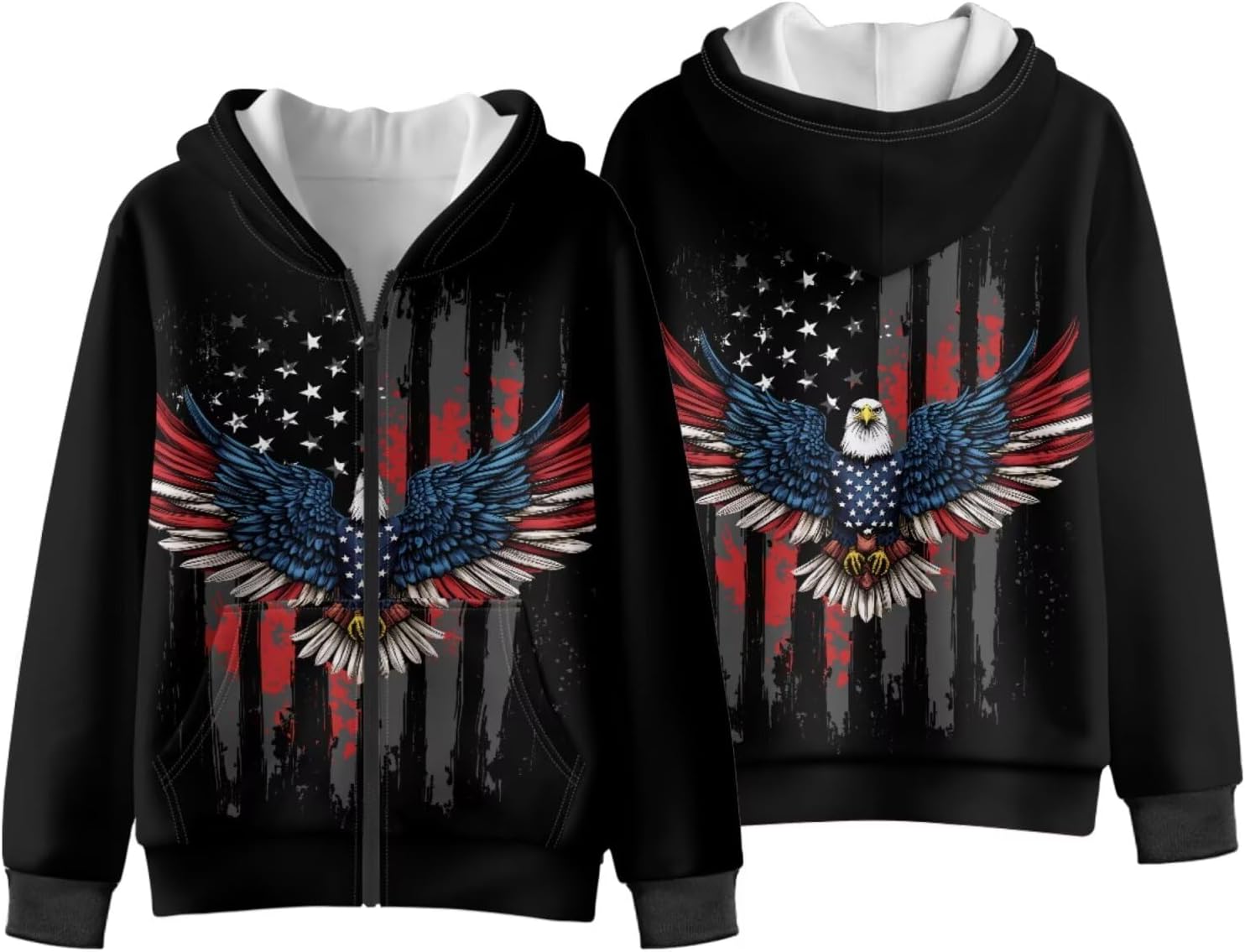 Unisex Warm Fleece Zipper Hoodies Pockets Long Sleeve Sweatshirt for Boys Girls Trendy Novelty Coat Fall Winter