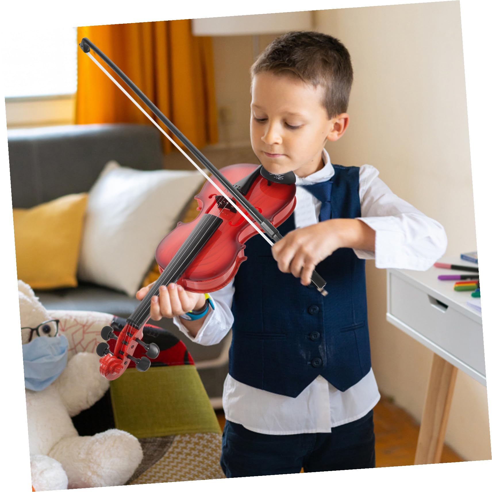 Violino Giocattolo per Bambini in Plastica, Strumento Musicale Piccolo | Back To School Party, Corda Simulata Arco, per Educazione Musicale e Regalo Compleanno