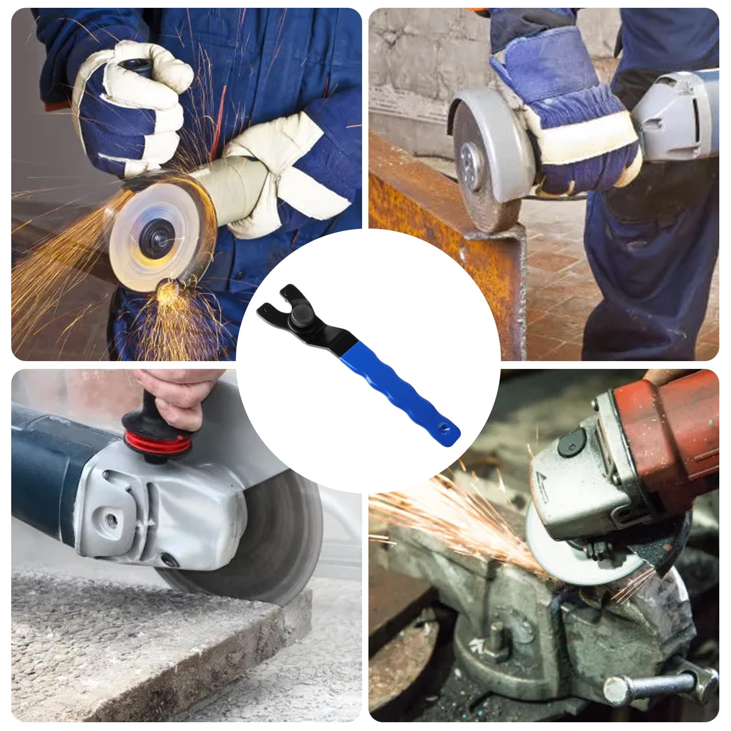 Llave de pasador ajustable para amoladora angular, llave inglesa de amoladora (azul)
