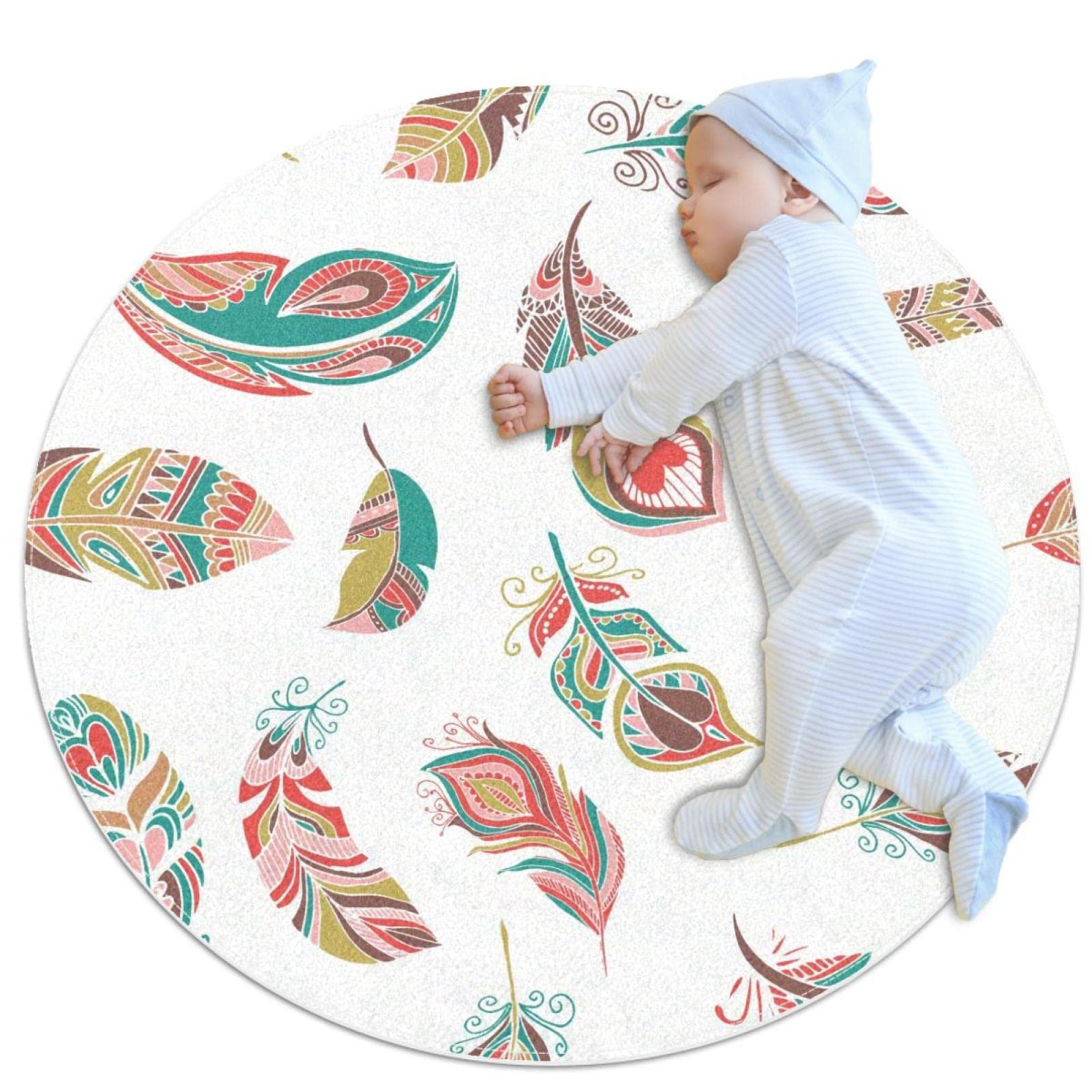 Tapis de bain bohème rond 1m pour réchauffer une chambre d'enfant