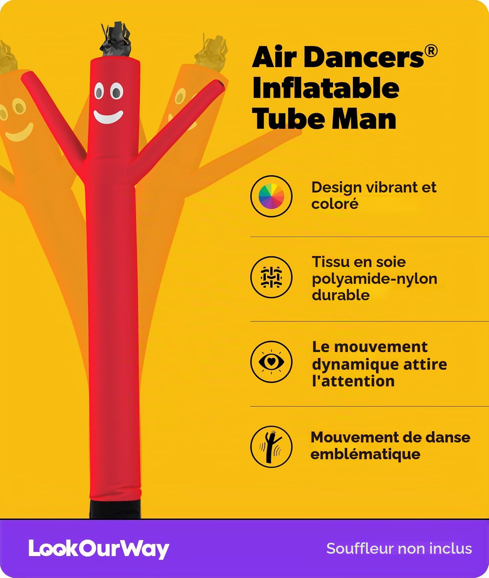 LookOurWay Air Dancers Tube Gonflable Homme – 3 m de Haut avec souffleur de 3 cm de diamètre – Personnage Mascotte sur Le thème des Animaux – Tigre LookOurWay Air Dancers Tube Gonflable Homme – 3 m de Haut avec souffleur de 3 cm de diamètre – Personnage Mascotte sur Le thème des Animaux – Tigre