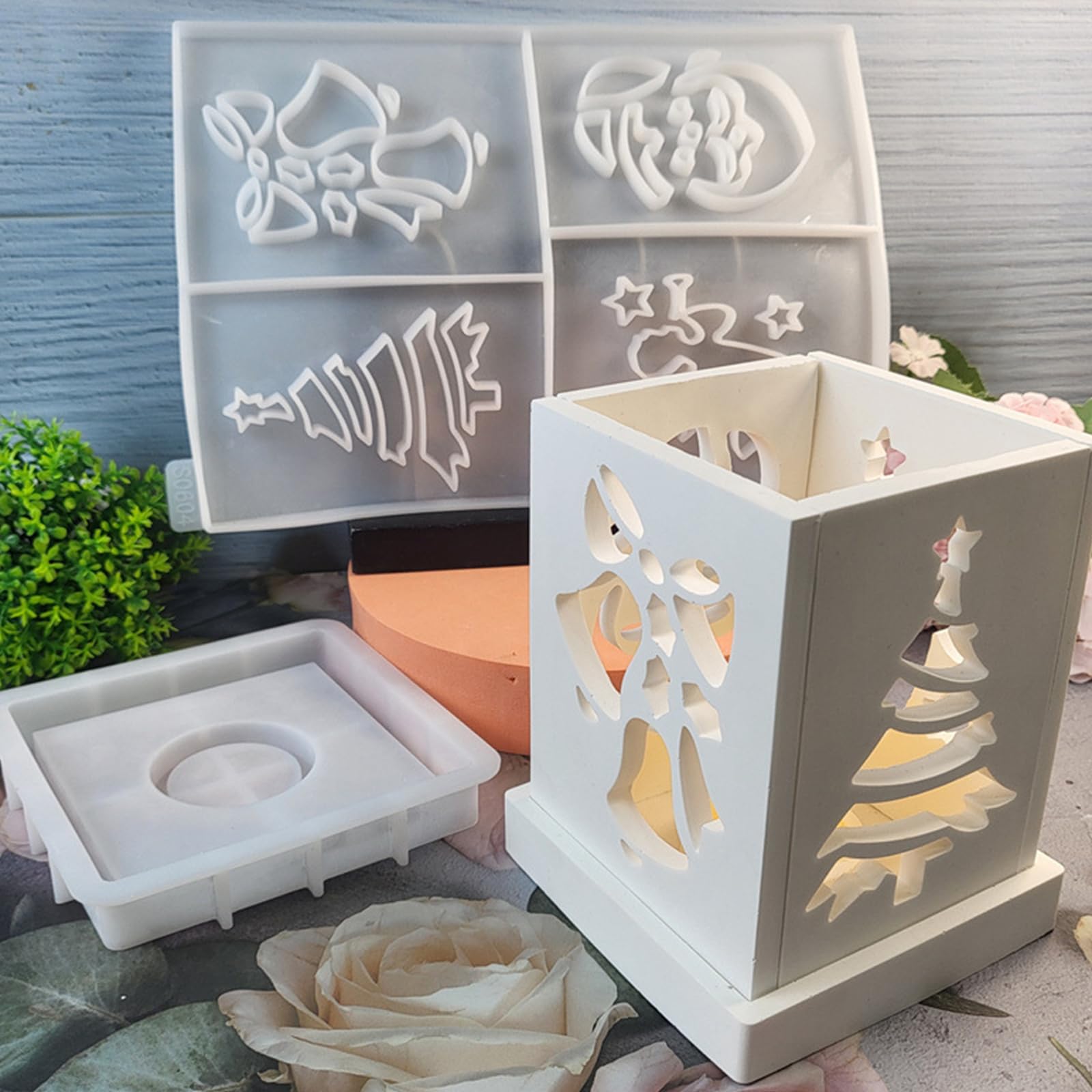 Moule en silicone multi-usages en forme de maison - Moules en silicone pour décoration en plâtre - Moule détaillé 3D pour maison de Noël - Moule de décoration de mariage