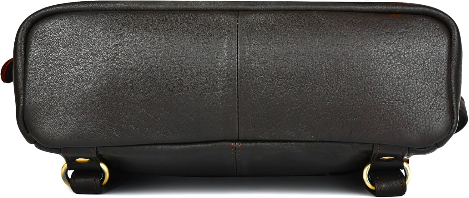 VANSI Soft Hand Crafted Genuine Leather Women Laptop iPad Backpack Flexible Adjustable Top School College Office Travel Purse Handbag Adjustable Straps Fits iPad upto 11 inches (BROWN)