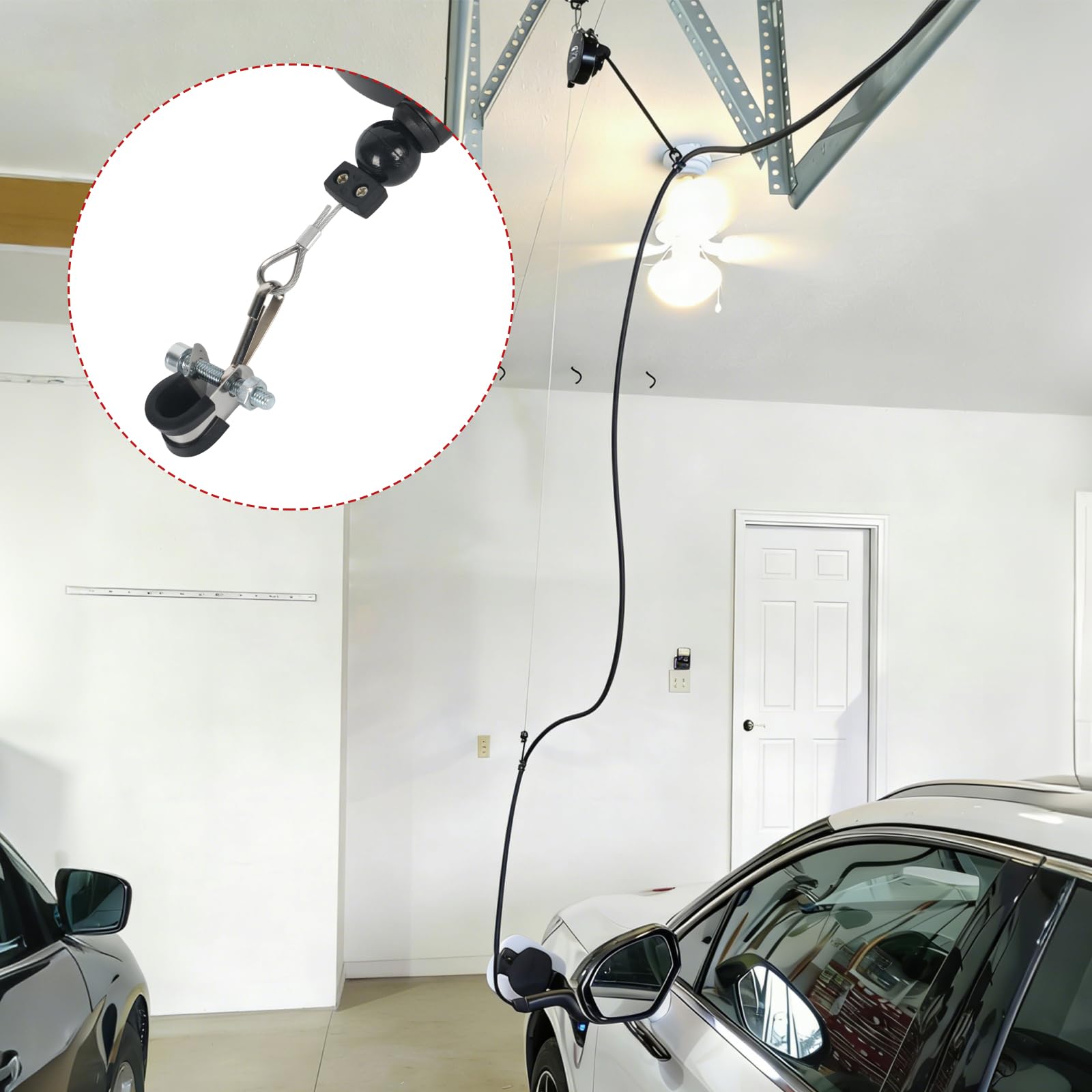 Sistema de suspensión automática para cable de carga de coche eléctrico – Soporte de carga inalámbrico para garaje, garaje o pared