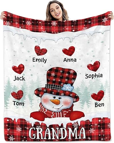 Manta de Navidad con muñeco de nieve para abuela, manta de Navidad, manta de Navidad (personalizable)