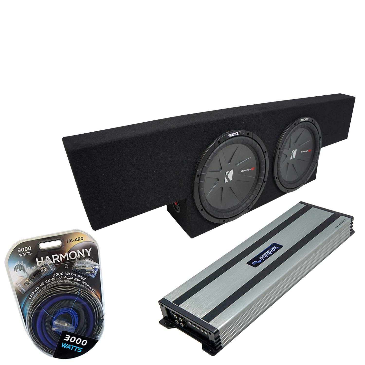 Harmony Audio Compatible with 01-06 Chevy Silverado Non-HD Crew Truck Kicker Bundle CompR CWR10 Dual 10