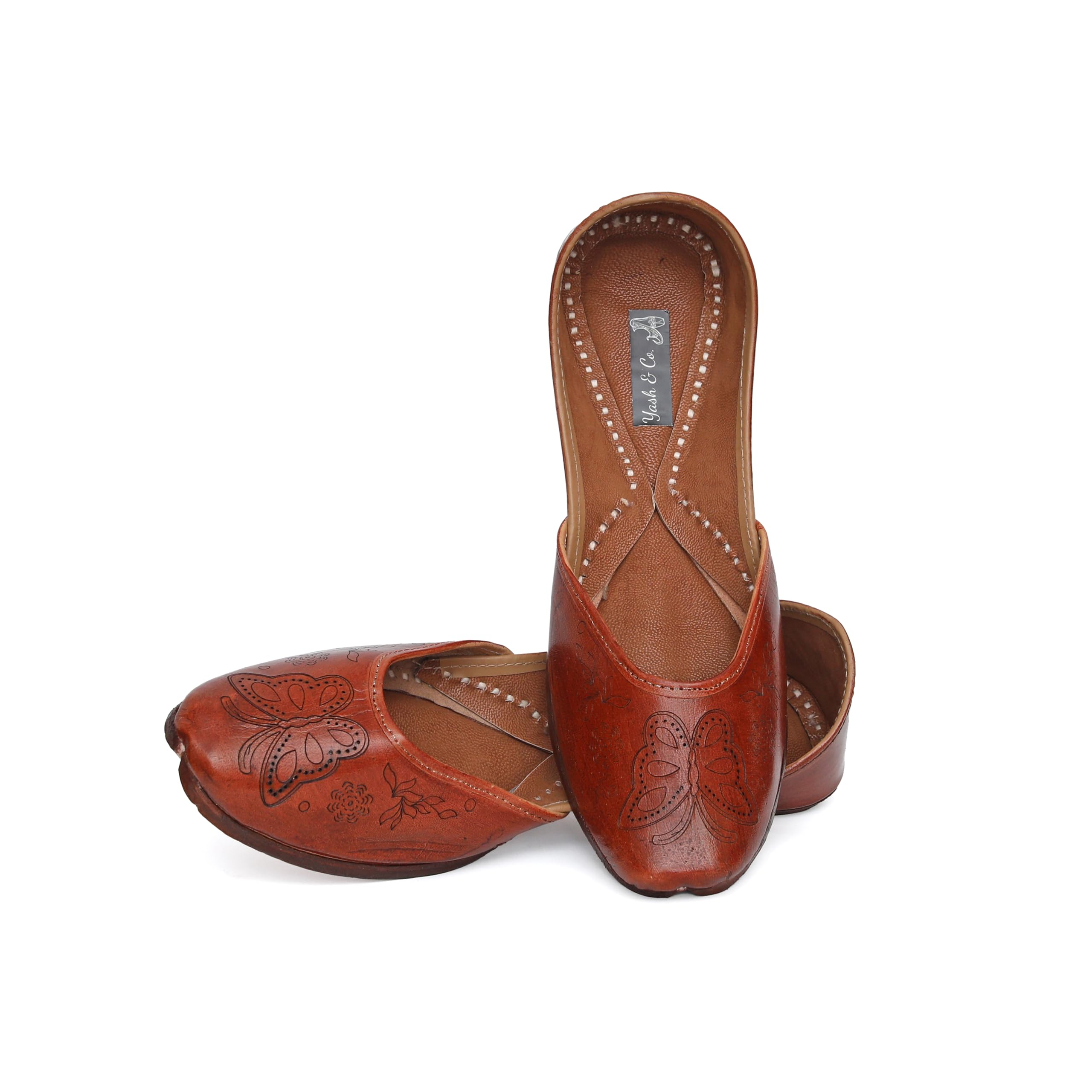 Pure Leather Hand Crafted Bellies| Rajasthani Jutti, Mojari Latest Collection Comfortable Stylish Bellies & Ballerina for Women & Girls Footwear (Size, 4) Brown-image-22