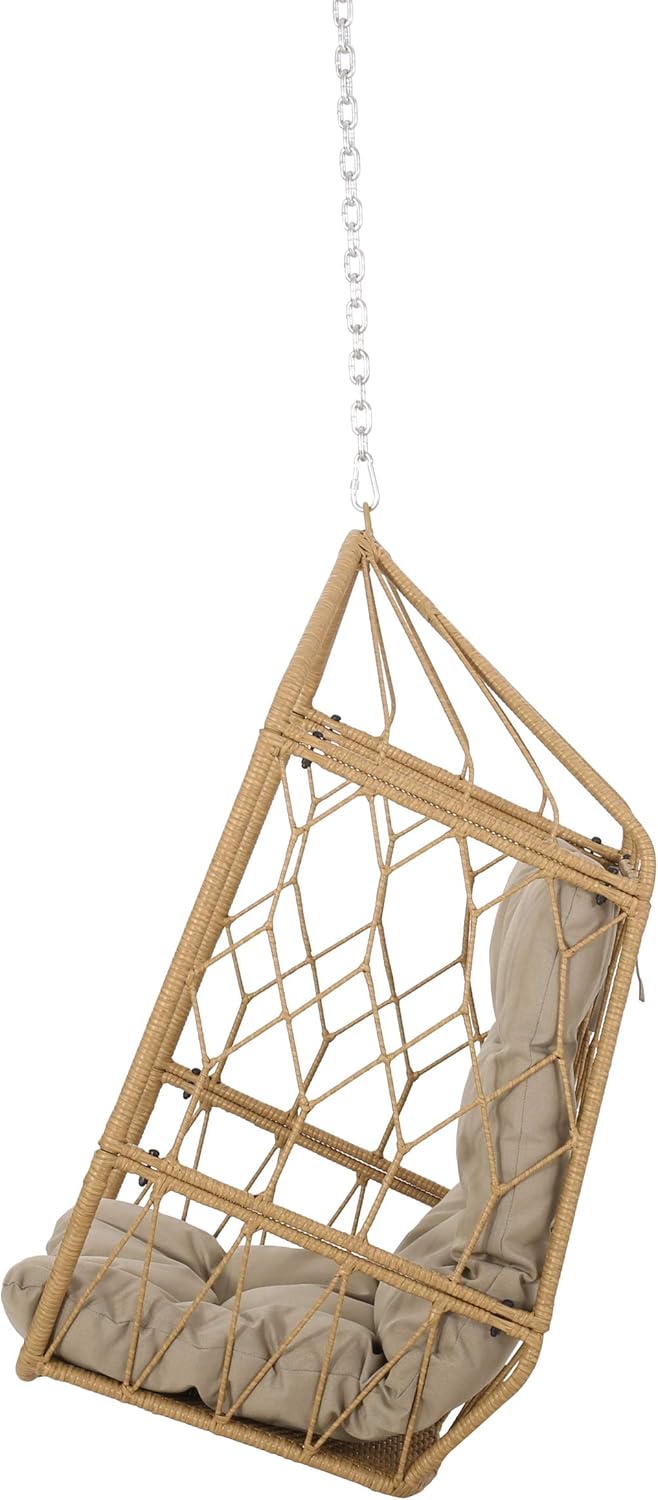 Tamara Outdoor/Indoor Hanging Chair (NO Stand) - Wicker - Light Brown/Tan