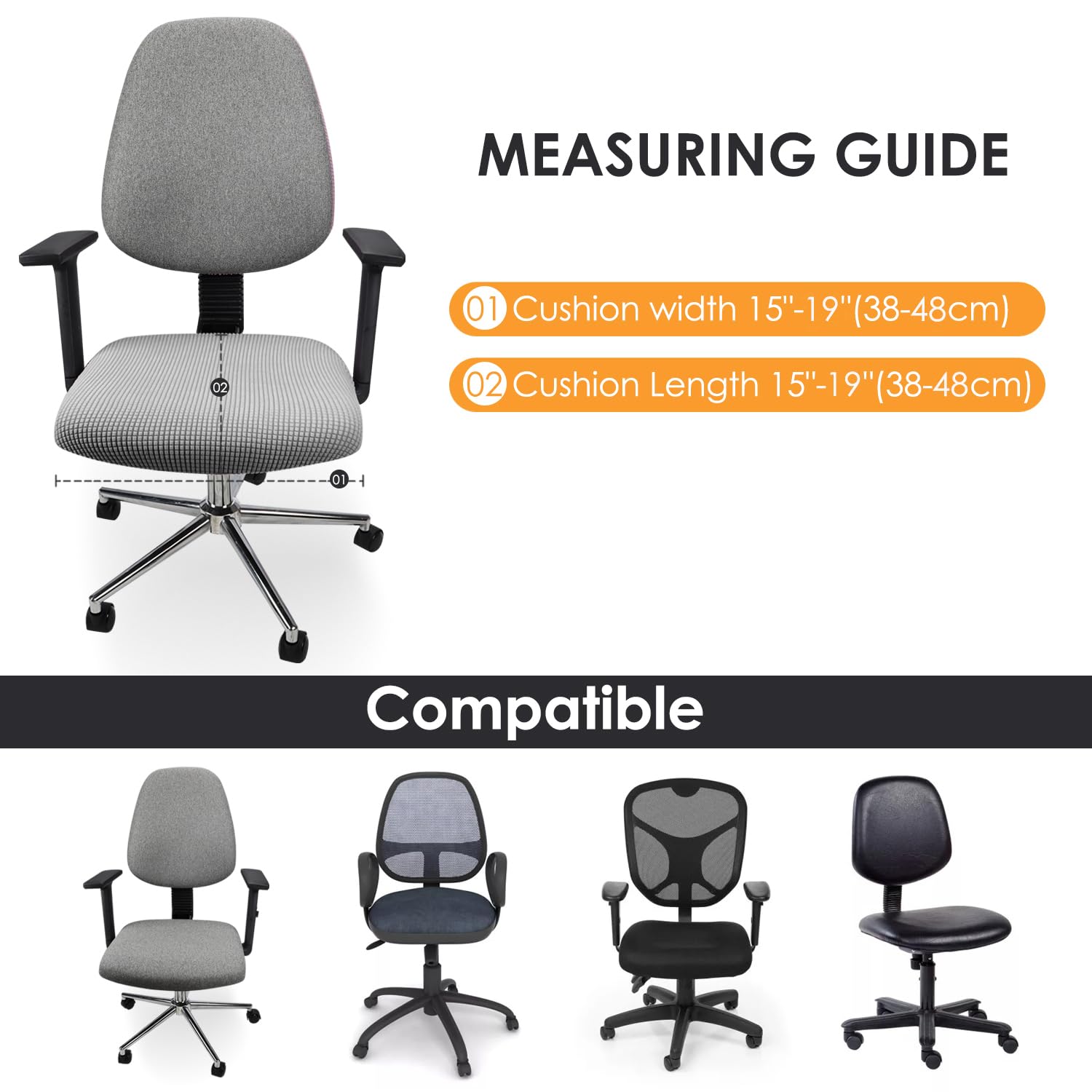 Yikko Elastic Stretch Spandex Chair Seat Covers Slipcovers Washable fit for Office Chairs,Dining Room Chairs,Bar Wedding Party Decor (4 - Image 3