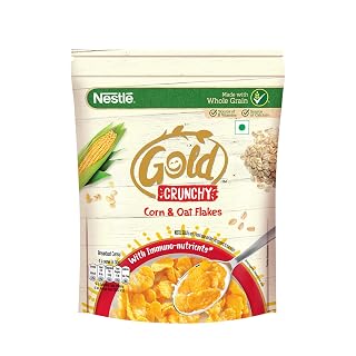 Nestlé Gold Crunchy Corn & Oat Flakes - Breakfast Cereal, 475g