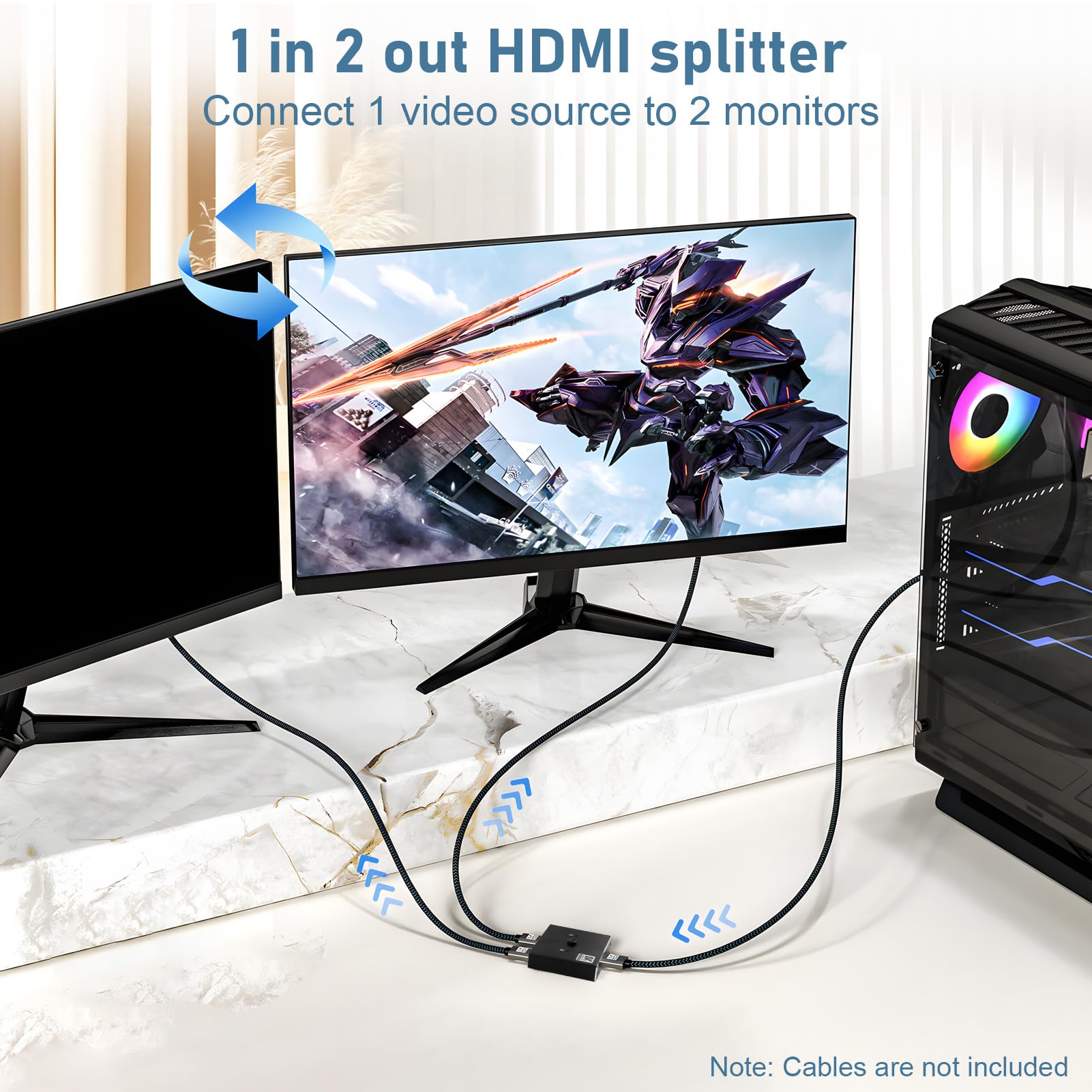 Switch HDMI 8K HDMI 2.1 splitter bidirezionale 1 in 2 out/2 in 1 out estendere display Ultra HD 4 K @ 120 Hz 8 K @ 60 Hz 3D 48 Gbps HDMI Switcher per Xbox, Apple TV, PS5/PS4, Roku, Blu-Ray, DVD, HDTV
