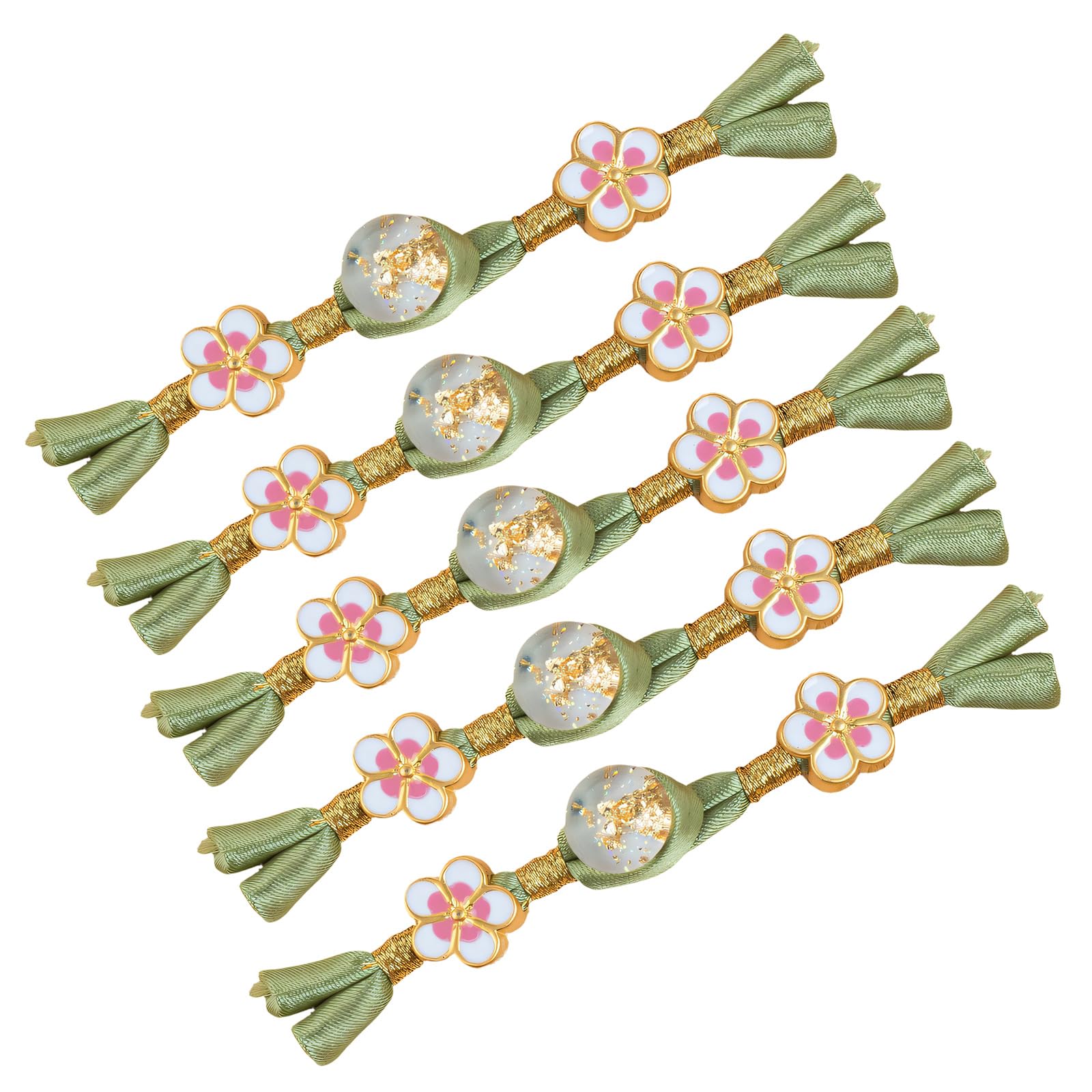 Alloneslife Green. 5Pcs Traditional Chinese Knot Button Closure Decorative Sewing Button Fasteners For Wedding Dress Costume Decoration Old Dressmaking Components