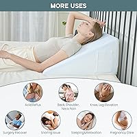 Vista 4 de Almohada de cuña de cama, cuña triangular, parte superior de espuma viscoelástica de enfriamiento de bambú, almohada de cuña de soporte elevado