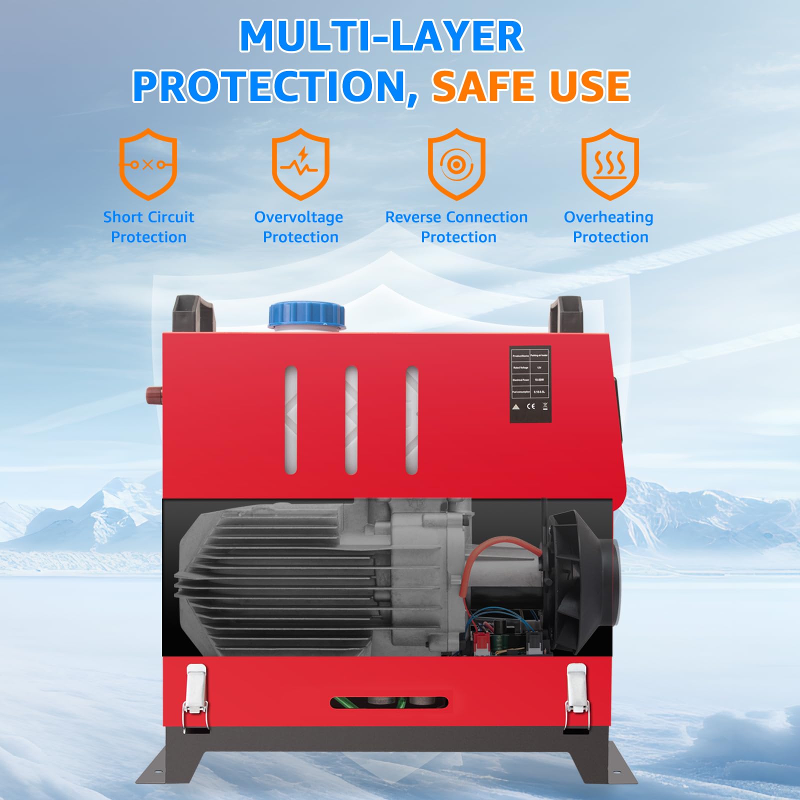 Chauffage d'appoint diesel tout-en-un 8 kW 12 V, portable, pour stationnement, chauffage rapide, avec écran LCD et télécommande, pour voiture, camping-car, bateau, tente, caravane, SUV, camion, gara
