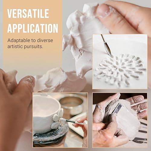 Miniatura 5 de CALPALMY Arcilla natural de 10 libras para cerámica, arcilla moldeable de secado al aire natural, alta densidad y calidad, escultura de alto fuego