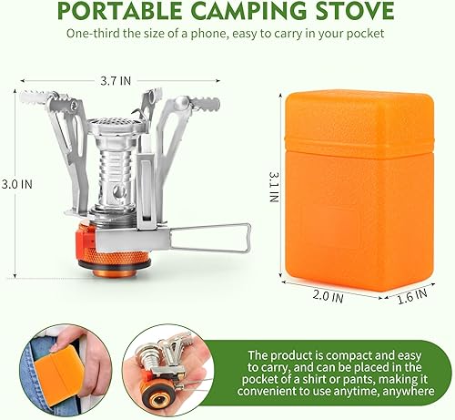 Miniatura 2 de Estufa de camping portátil para mochileros, estufa de camping especializada con encendido piezoeléctrico soporte estable resistente al viento,