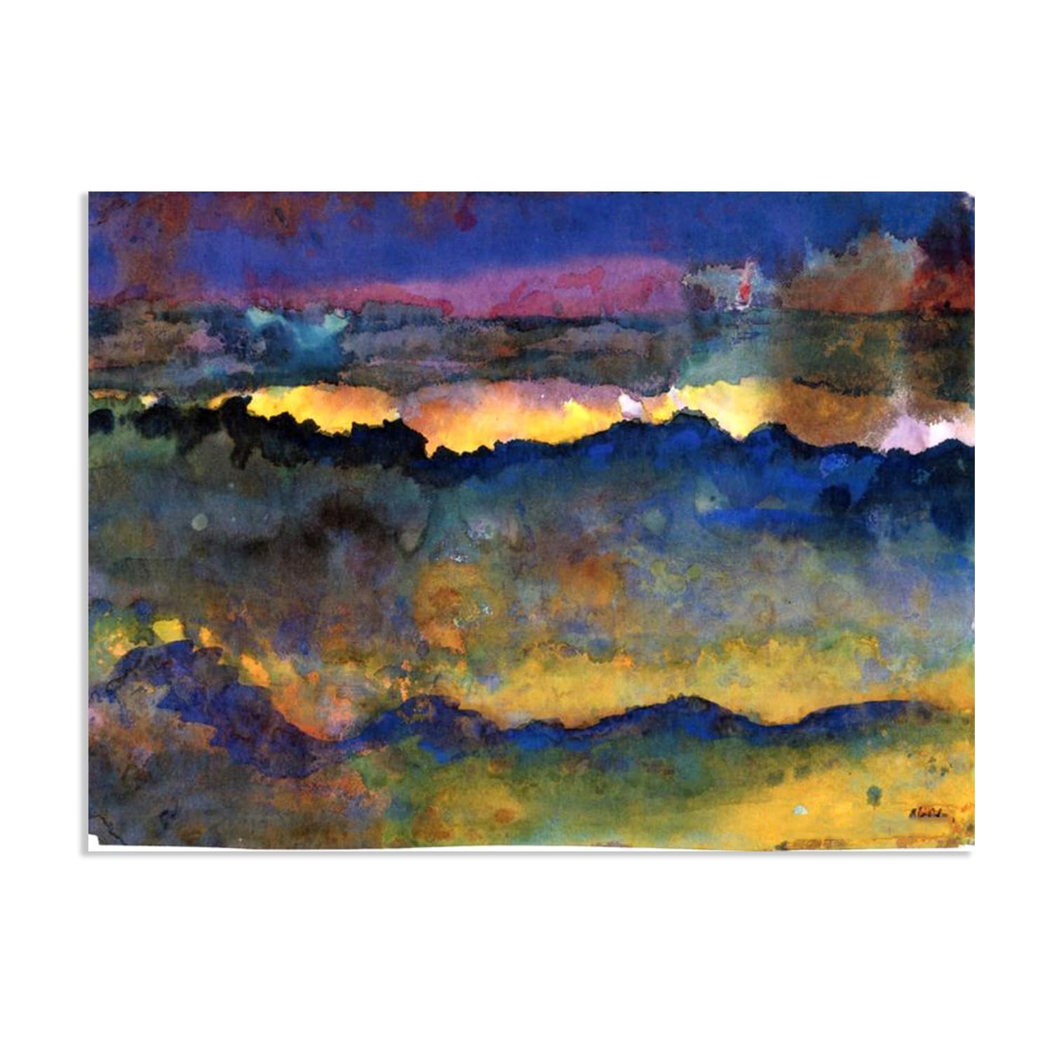 RXNHGJDS Emil Nolde Seascape Canvas Wall Art Ocean Abstract Reproductions Coastal Expressionism Artwork Wall Decor for Living Room Bedroom Office Home Decor85x60cm(33x24in) Frameless