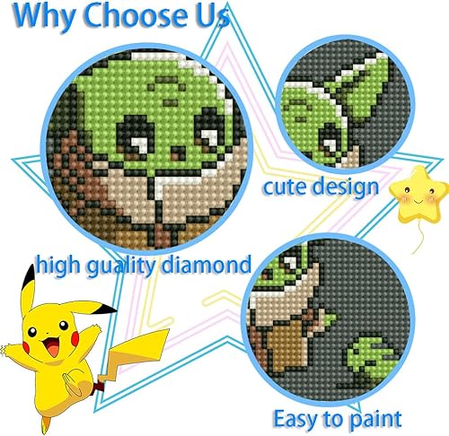 Miniatura 7 de Eficentline Kit de pintura de diamantes para niños, pintura de diamantes 5D con gemas grandes, kit de pintura de puntos de diamante de taladro