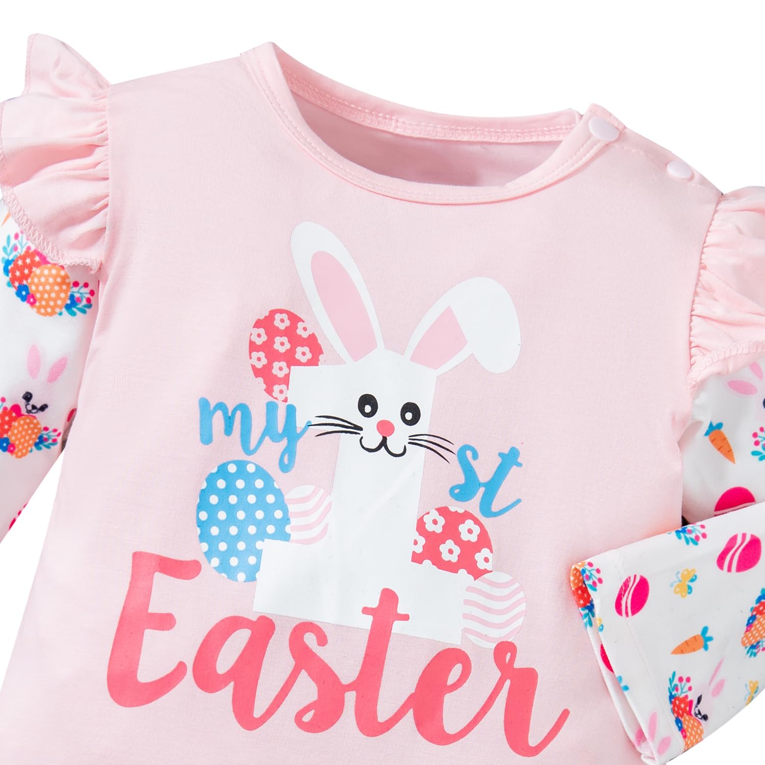 LATOBREATH Newborn Baby Girl Ruffle Letter Print Romper My First Easter Festival Outfit Set?0-3 Months?