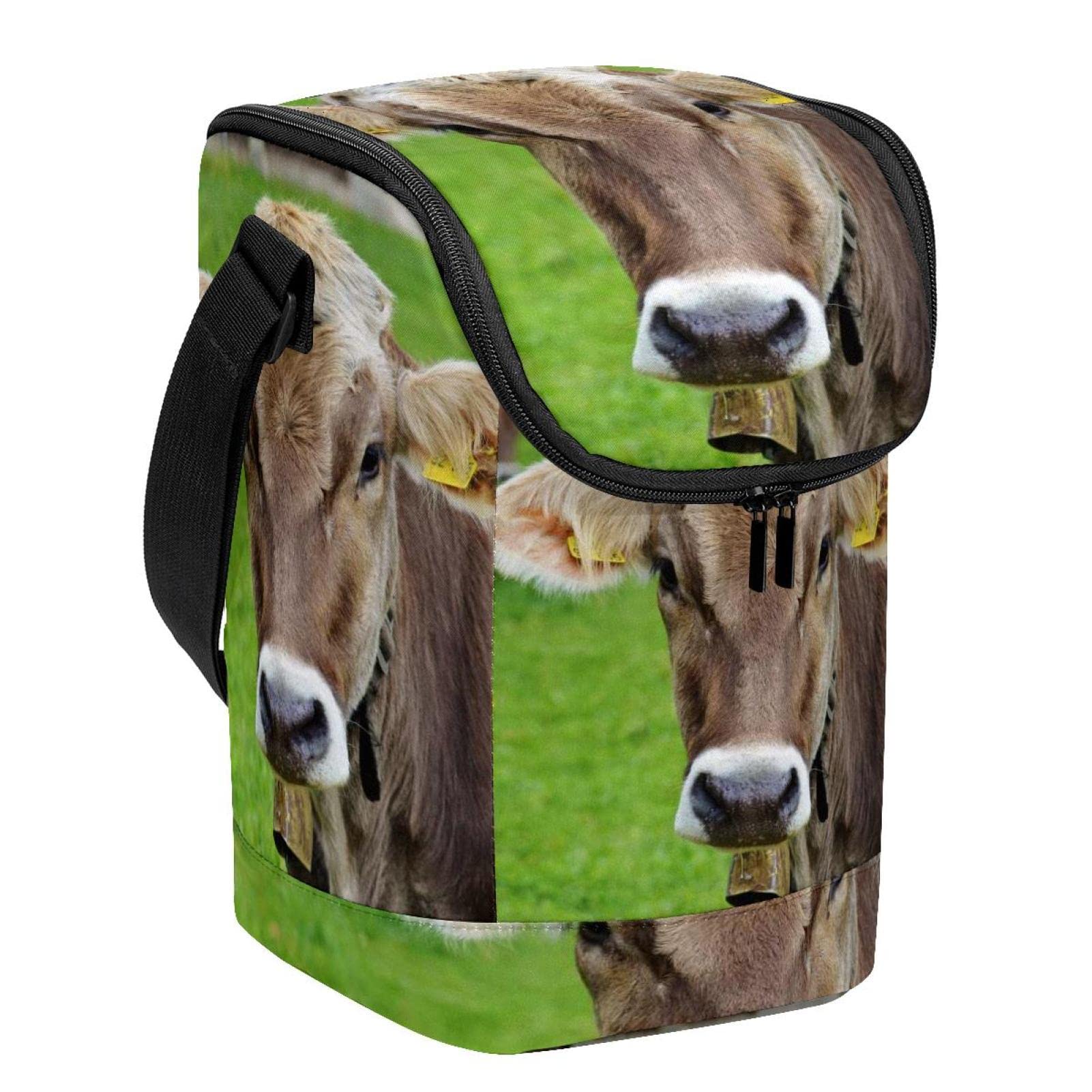 Bolsa de almuerzo porta alimentos para adultos con estampado de vaca