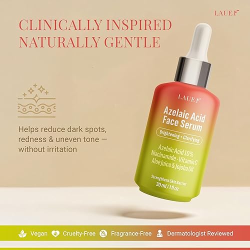 Miniatura 4 de Suero facial de ácido azelaico 10% para mujeres  Suero facial iluminador y aclarante con niacinamida, vitamina C, ácido hialurónico y aceite de