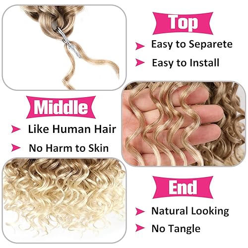 Miniatura 3 de Unionbeauty - Paquete de 8 rizos GoGo, cabello ondulado con ganchillo de 18 pulgadas, cabello ondulado de agua para mujeres, rizos de playa, cabello