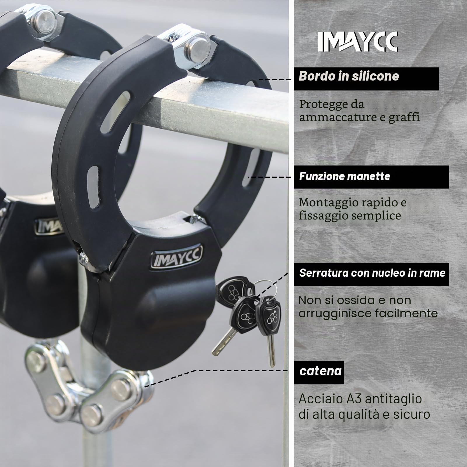 Catena Bicicletta Antifurto IMAYCC, Lucchetto Monopattino Elettrico, Resistente Al Taglio E Con Silicone, Lucchetto Bicicletta ad alta sicurezza per monopattino, Segway, Ninebot, Xiaomi, NIU,Ecc.