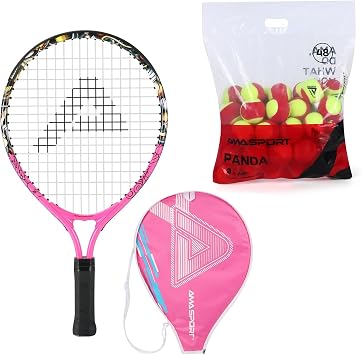 AMA SPORT Kids Tennis Racket 17 with 48 Pack Stage 3 Tennis Balls for Kids