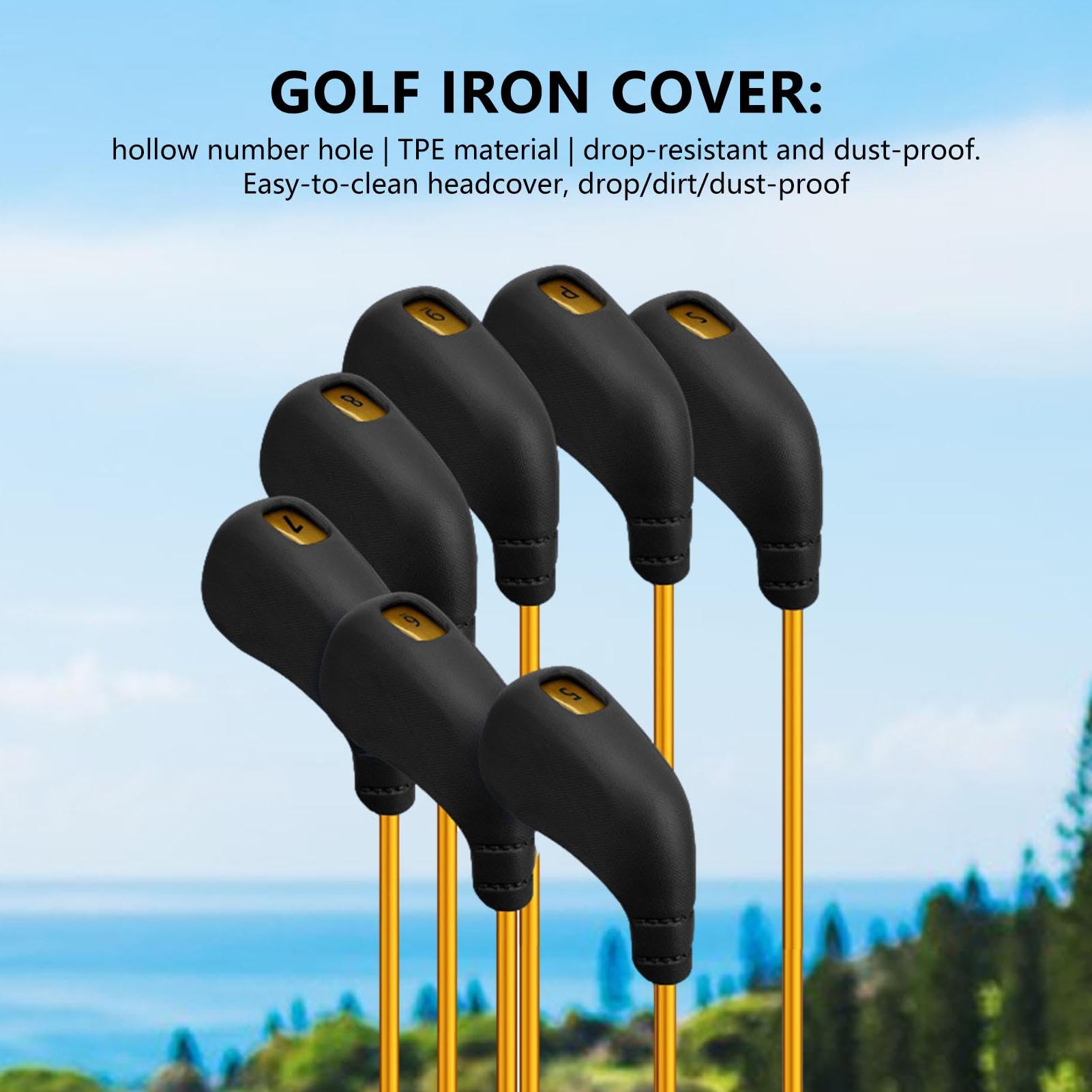 Fundas para cabeza de golf, funda para cabeza de conductor de golf, protector de cabeza de palo de golf, juego de 8 fundas para cabeza de hierro de golf con número hueco, fundas para cabeza de palo de
