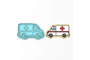 Ambulance Cookie Cutter & Stamp Set for Emergency Vehicle Themed Parties and Baking