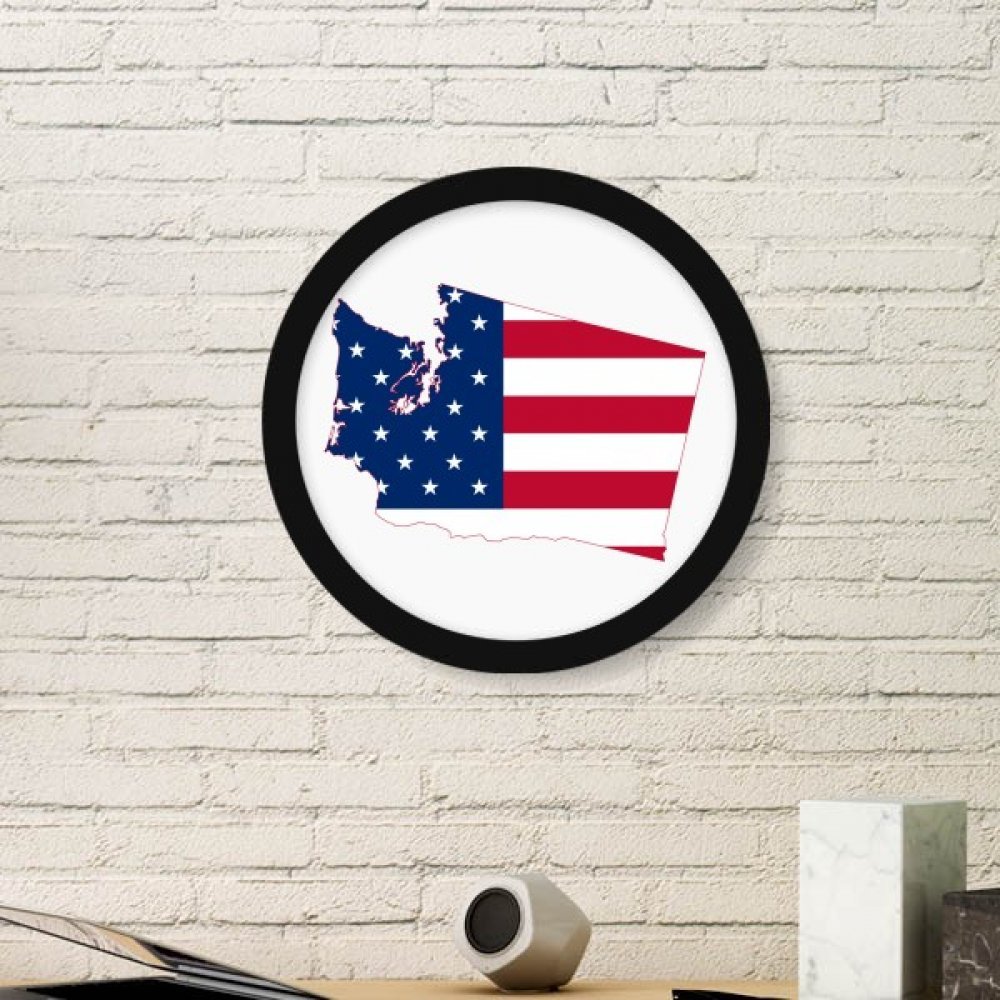 Cadre photo USA rond noir avec affiche du drapeau américain Washington