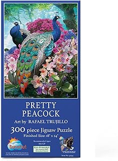 SUNSOUT INC - Pretty Peacock - 300 pc Jigsaw Puzzle by Artist: Rafael Trujillo - Finished Size 18