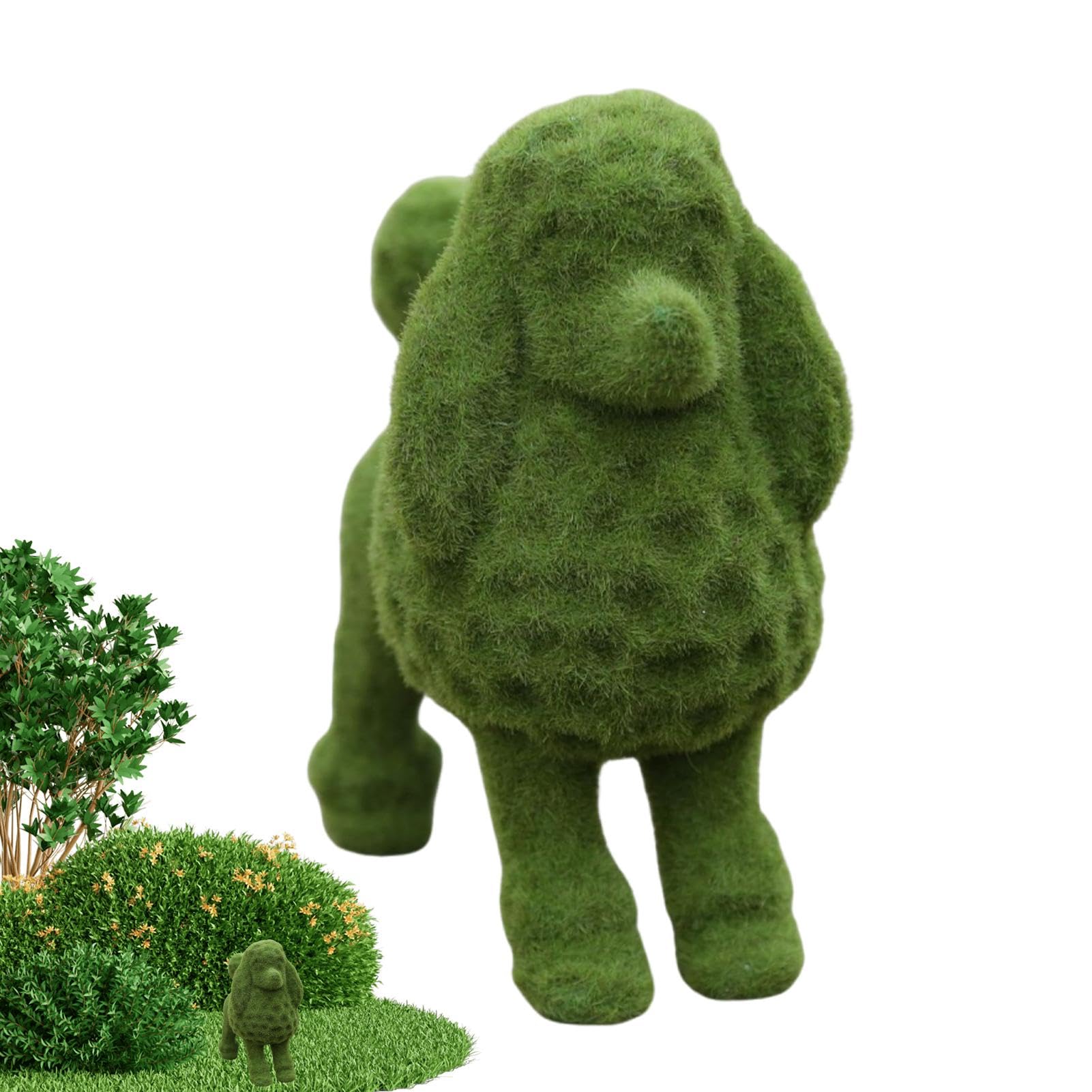 Statue de chien pour décorer un jardin sans entretien, figurine verte en résine résistante UV