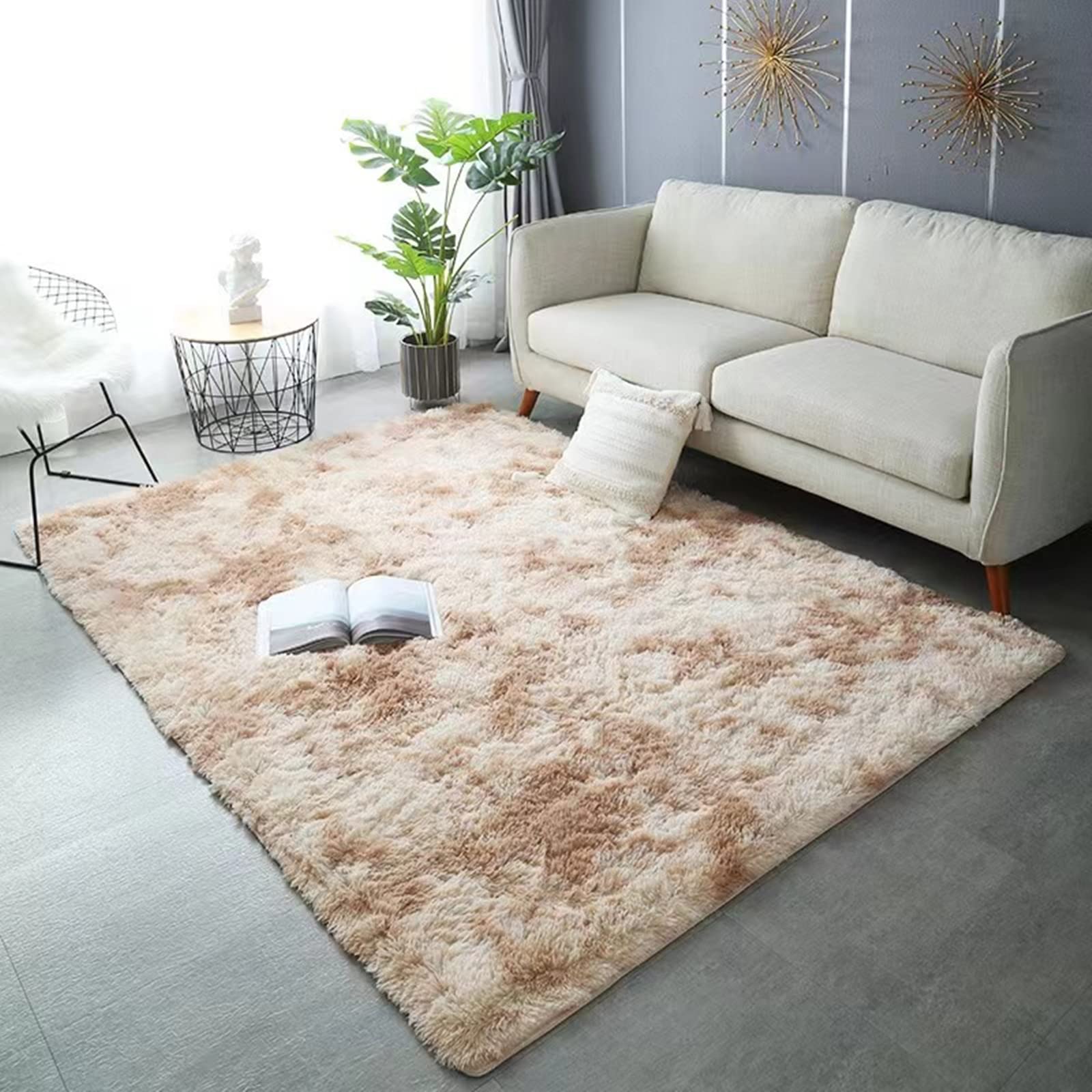 LOMUG Pluizig hoogpolig tapijt, wasbaar tapijt, 120 x 160 cm, voor