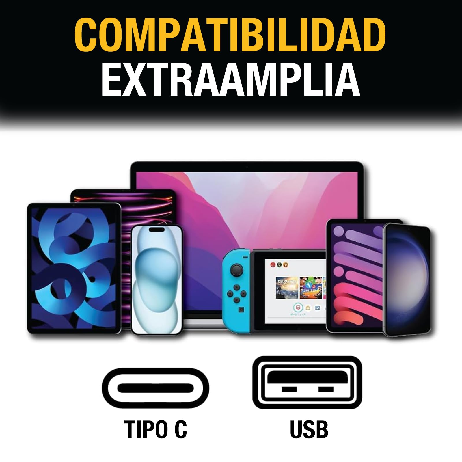 DEWALT Cargador Rápido 49,5W USB-C y USB-A, Adaptador de Pared EU 2 Puertos PD 30W Fast Charger para iPhone 16/15/14, Samsung Galaxy, Google Pixel, iPad, Cargador Compacto (Negro/Amarillo)
