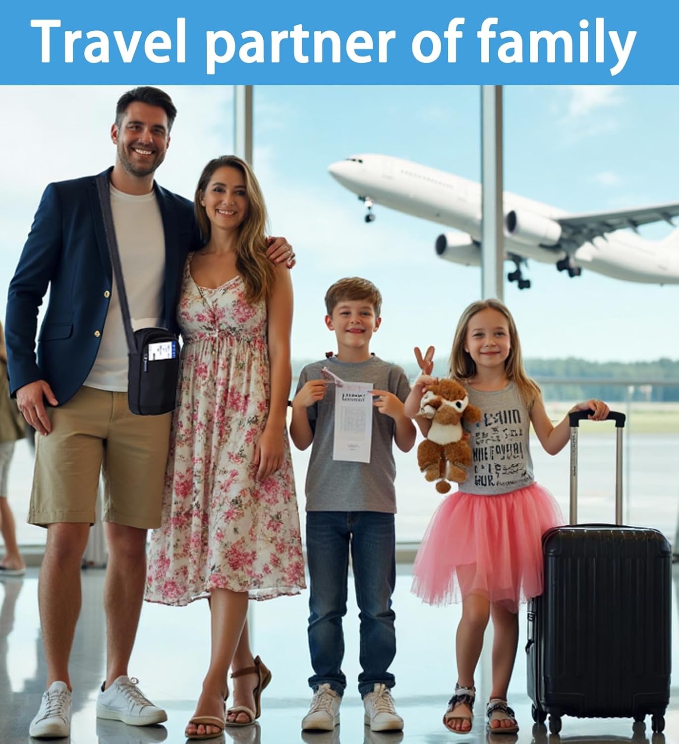 rfid blocking crossbody bags for men travel family travel security passport holder multiple passport wallet for 6 anti theft bag with airtag slot flight pouch for women waterproof shoulder bag - Image 2