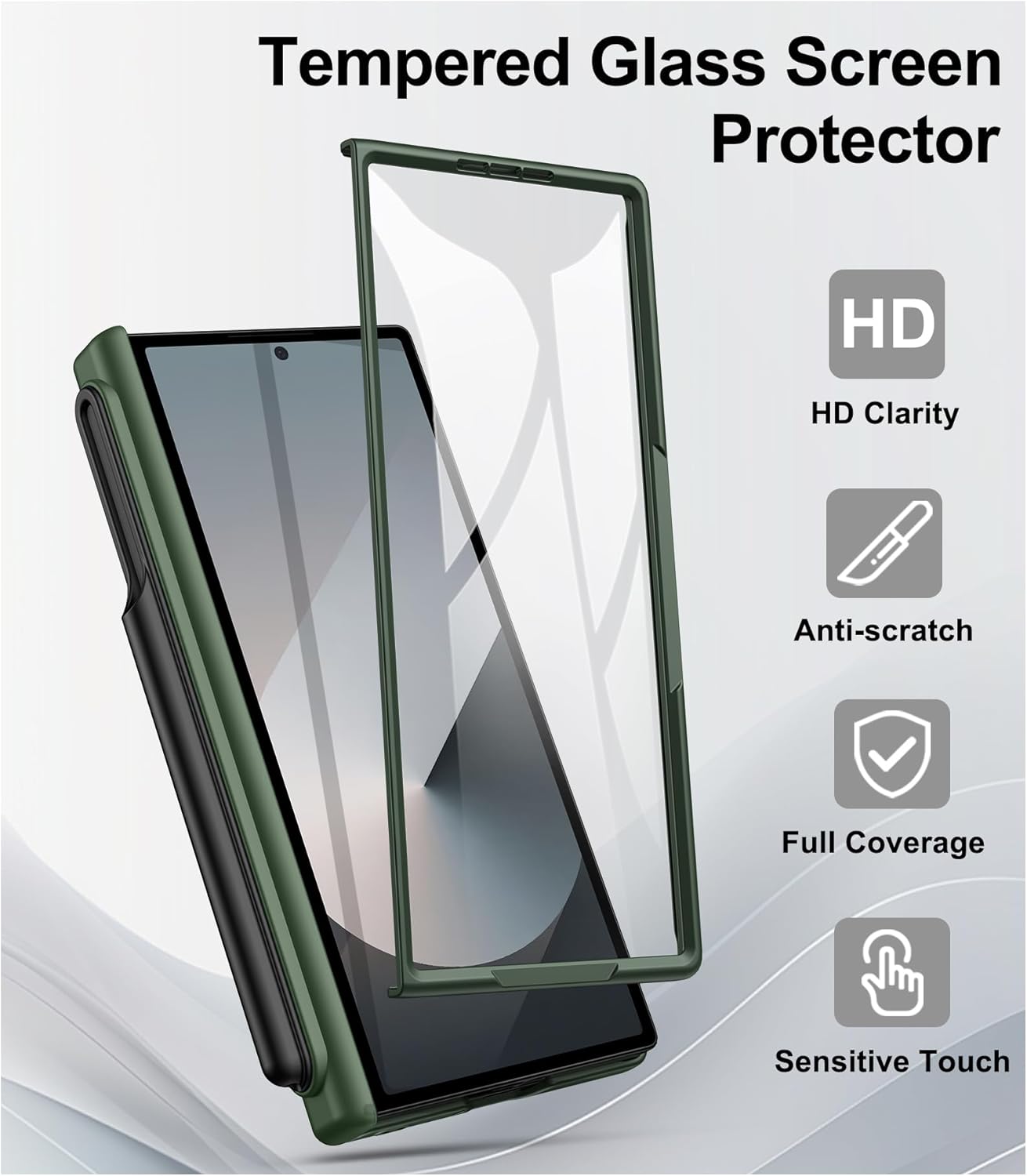 for Samsung Galaxy Z Fold 6 Case with S Pen Holder & Screen Protector & Hinge Protection, Slim Fit Shockproof Lightweight Hard PC Cover Protective Phone Case for Galaxy Z Fold 6 2024, Green