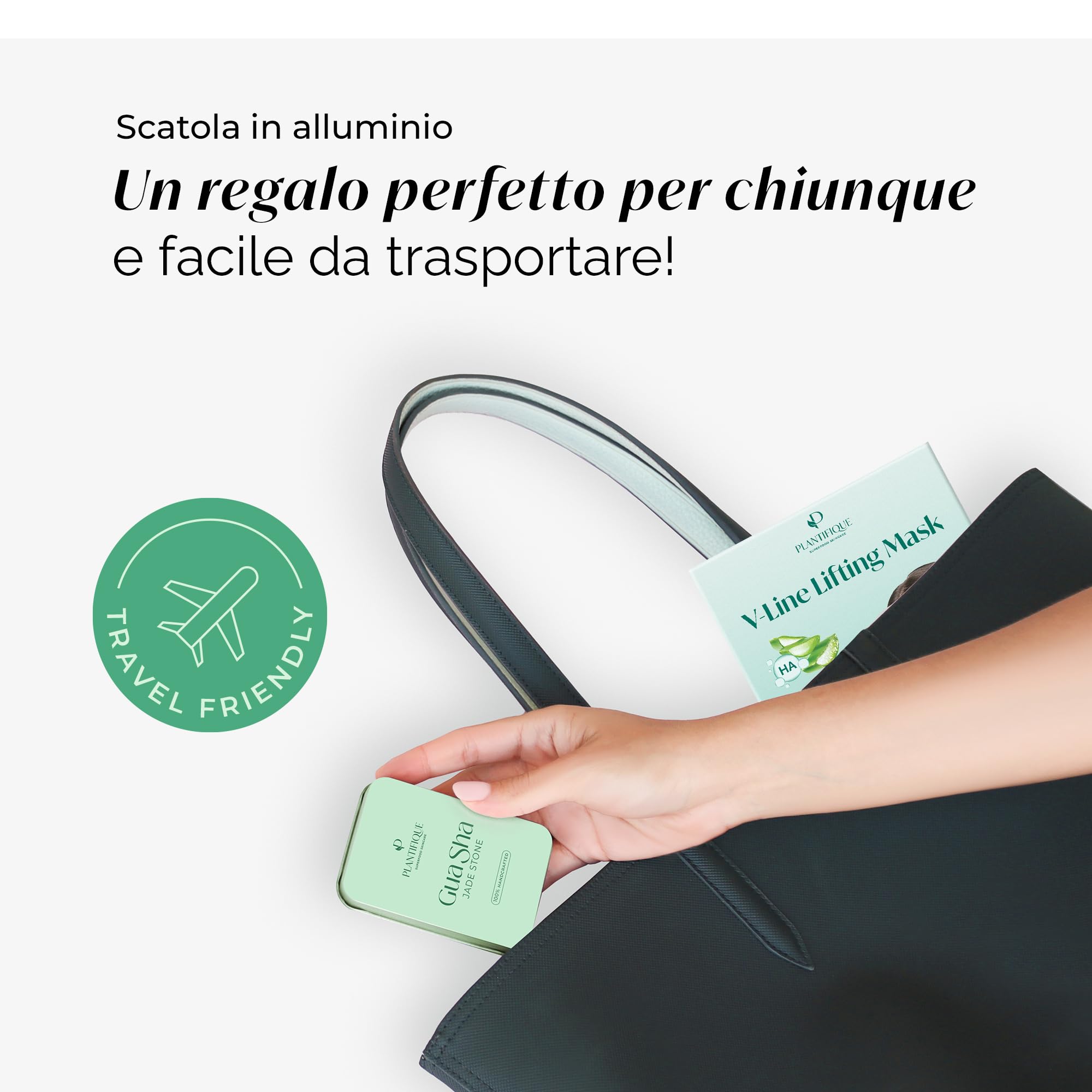 PLANTIFIQUE Gua Sha Viso Giada | Jade Guasha Pietra Massaggiatore Antirughe | Kit Skincare Face Massager | Idea Regalo Completo Facciale Corpo Piedi Massaggio Originale