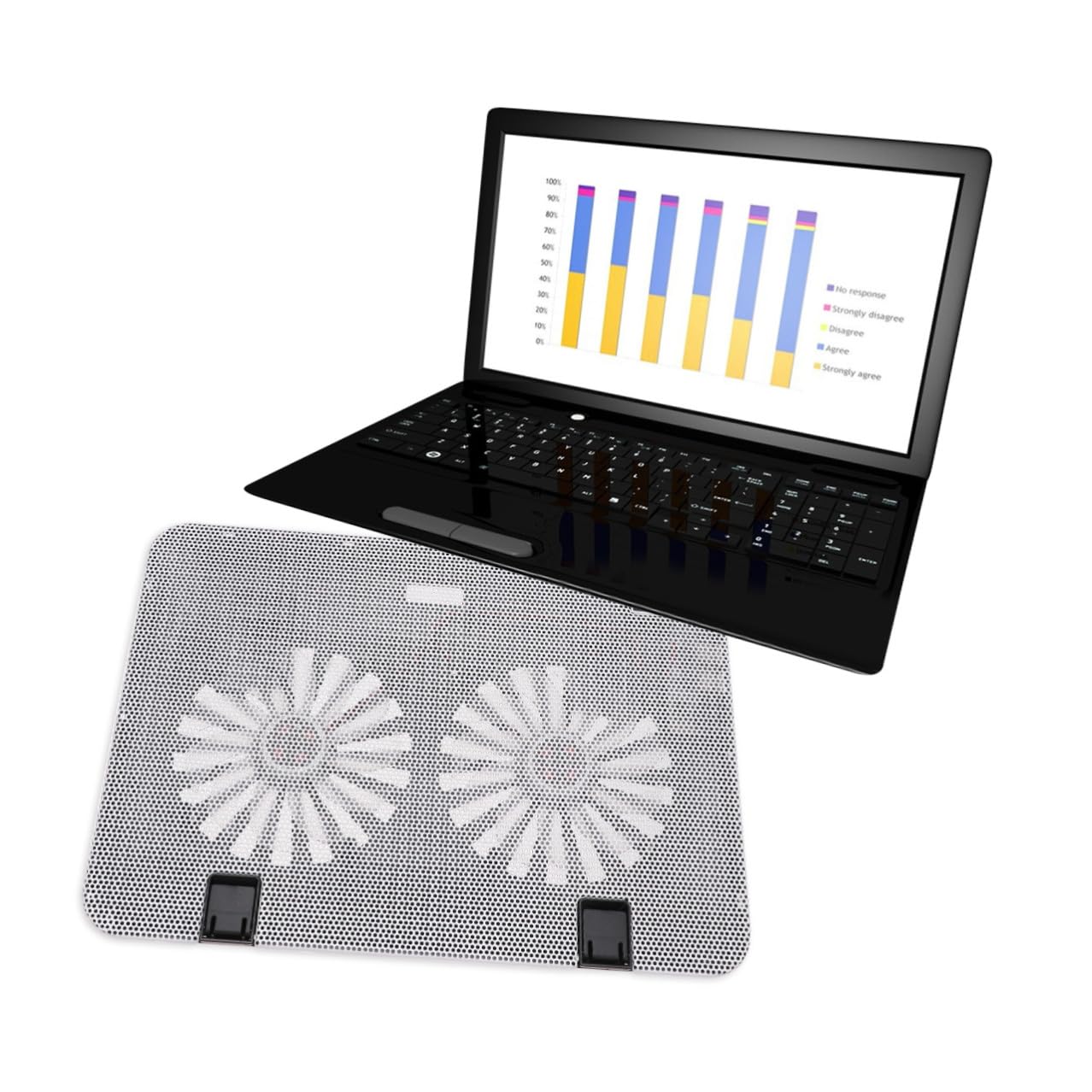 Supporto per Laptop Notebook Bianco Abs Ferro con Ventola Vacanze Estive | Angolo Regolabile, Raffreddamento Notebook e Dissipatore, 15.6 Pollici