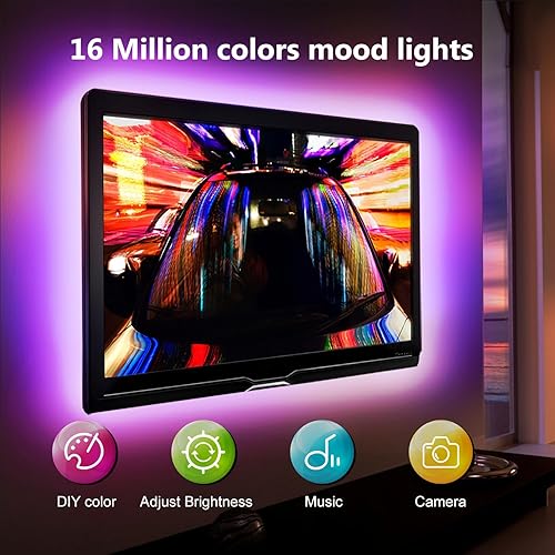 Miniatura 4 de DAYBETTER Luces LED para TV, retroiluminación LED de TV, 20 pies para TV de 85 a 100 pulgadas, kit de luces de TV alimentadas por USB, tira de luces