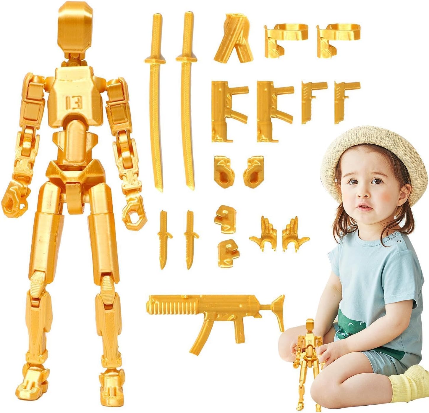 – Titan 13 Action Figure Multi-Jointed Movable Robot 3D Mannequin Toys 3D Printed Action Figures Full Body Mechanical Movable Toy Multiple Accessory Action Figures Desk Decor for Birthday