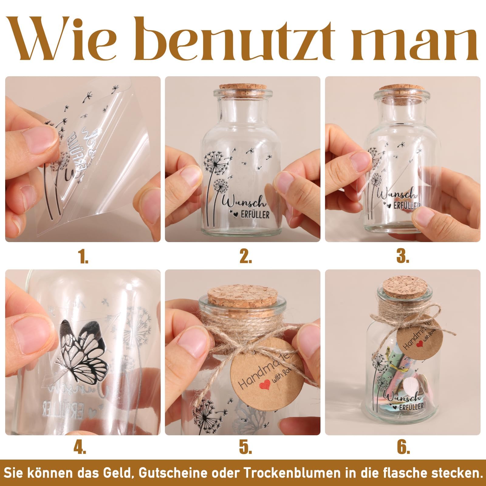 BOFUNX Reisekasse Geschenkset – Mit Box, Karten, Reagenzgläsern & Jutebeutel Für Kreatives Geldgeschenk