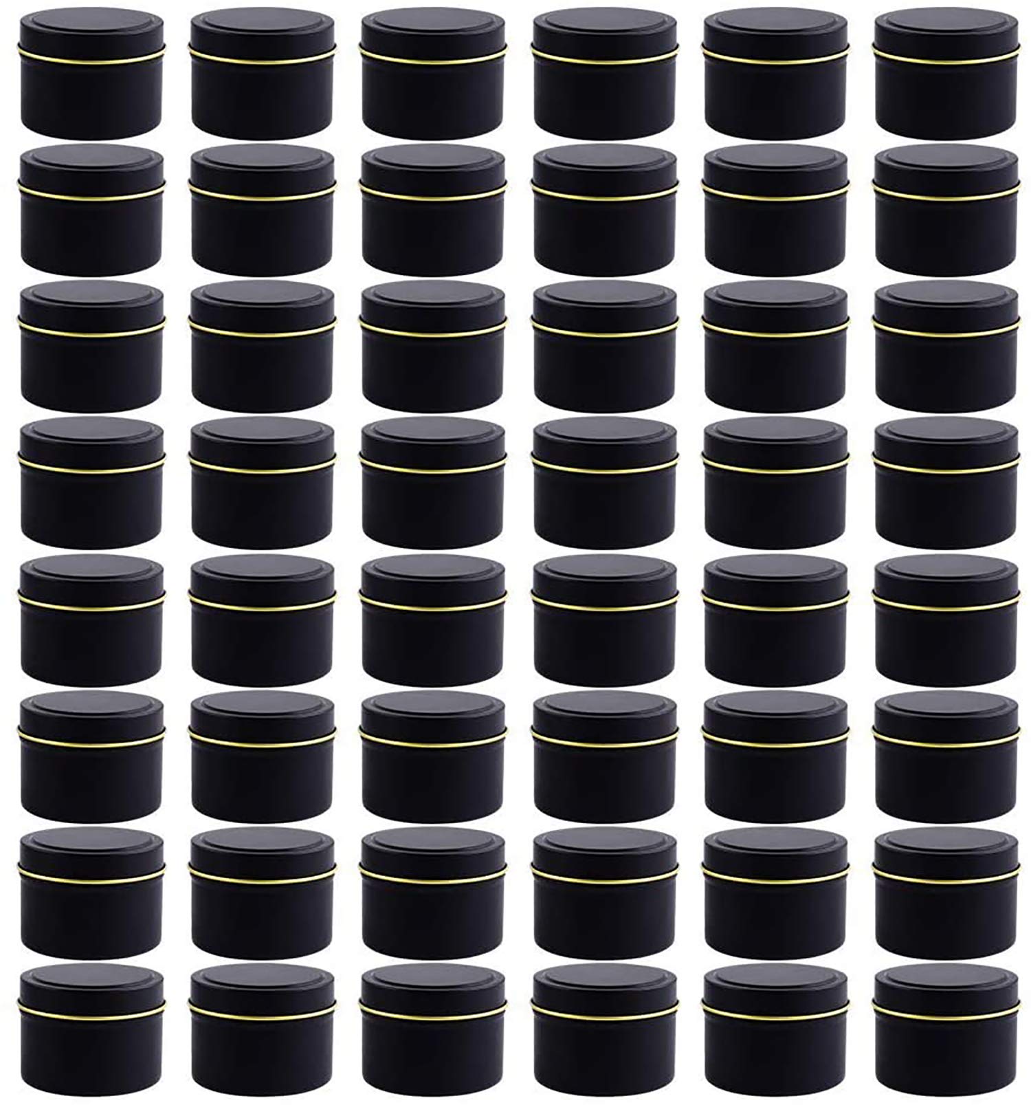 NRANSON Candle Containers for Making Candles, 48 PCS 5 OZ Empty Metal Candle Tins with Lids, DIY Candle Jars for Candle Making, Arts & Crafts, Storage & More (Black,48)