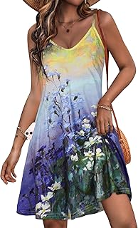 Womens Spaghetti Strap Dress Summer Dresses Beach Cover Ups Casual Sundresses with Pockets - Buy now