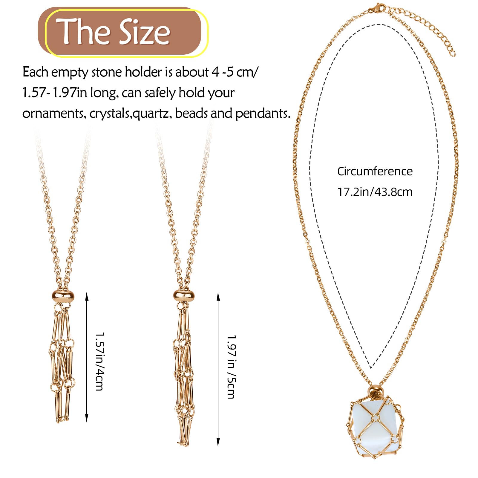 WEWAYSMILE 2 pieces Crystal Holder Cage, Handmade Crystal Holder Necklace, Stone Necklace Holder - Image 2