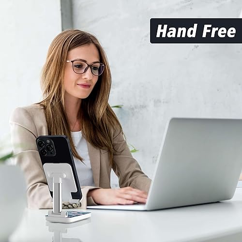 Miniatura 6 de Heainaiyoo Soporte plegable para teléfono celular, soporte de teléfono celular ajustable en altura en ángulo, soporte para teléfono para escritorio,