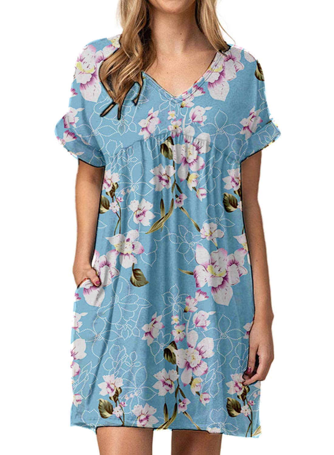 Jayscreate Women's Baby Doll Summer Casual T Shirt Flowy Short Sleeve Dress
