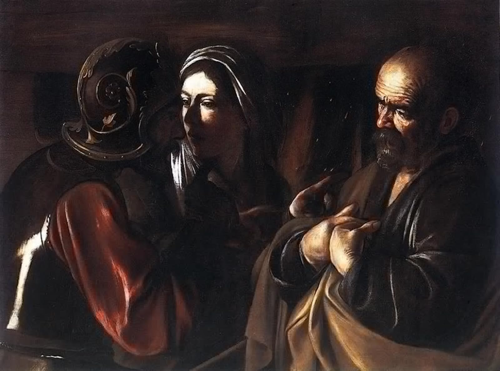 Serendipitp No Frame Abstract Painting Mural Print Picture Wall Decor Painting Denial Of St. Peter By Caravaggio Vintage Wall Artwork For Home Decor 60X90cm