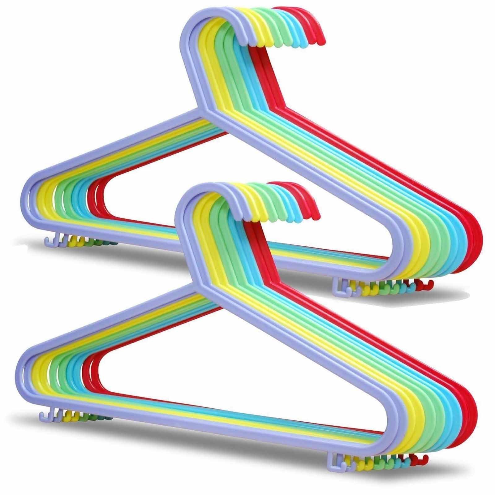 Babz 20 X MULTI COLOURED Strong Plastic Clothes Hanger Garment Coat Dress Skirt Adult Size Hangers with Suit Trouser Bar & Lips