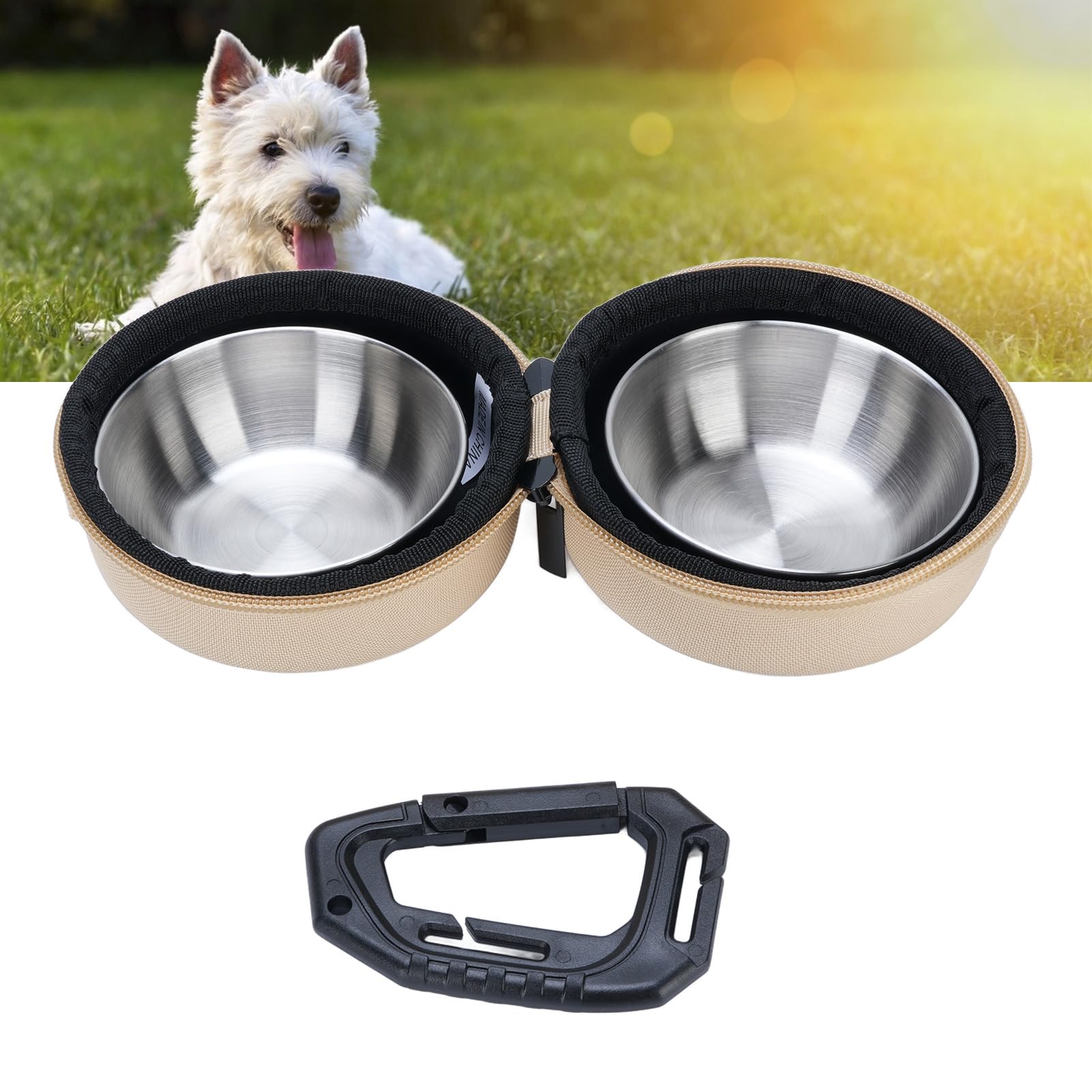 Cocoarm 2 in 1 Ciotola di Animali Domestici Pieghevoli con Acciaio Inossidabile, per Cucciolo di Gatti per Cani di Piccola Taglia, Ciotole da Alimentazione da Viaggio con Sacchetto Eva e (#2)